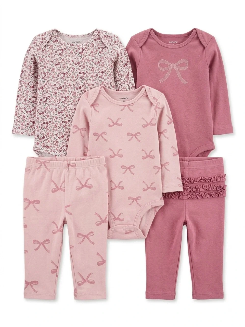 Carter's Baby Girls 5-Piece Pink Bow matching sets